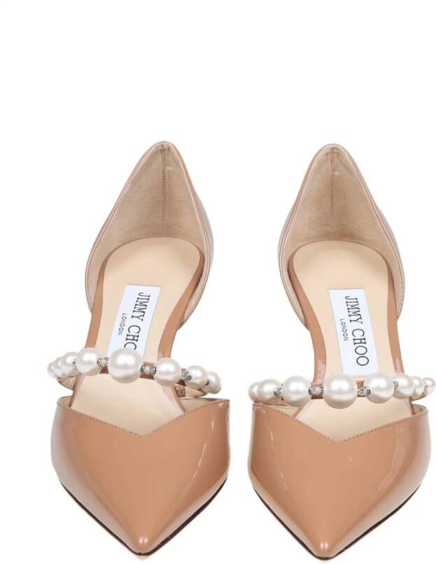 Jimmy Choo Zwarte Lakleren Decolletè Pumps Beige Dames