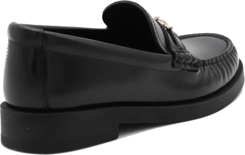 Jimmy Choo Zwarte Leren Flats met Kettingdetail Black Dames