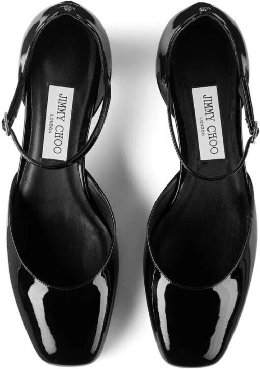 Jimmy Choo Zwarte Leren Gesp-Sluiting Enkelband Schoenen Black Dames