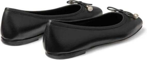 Jimmy Choo Zwarte leren platte schoenen met strikdetail Black Dames