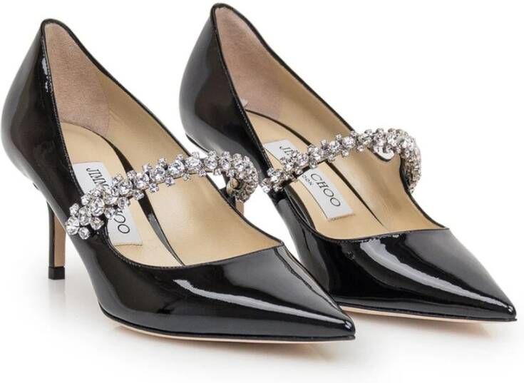 Jimmy Choo Zwarte leren pump met kristallen Black Dames