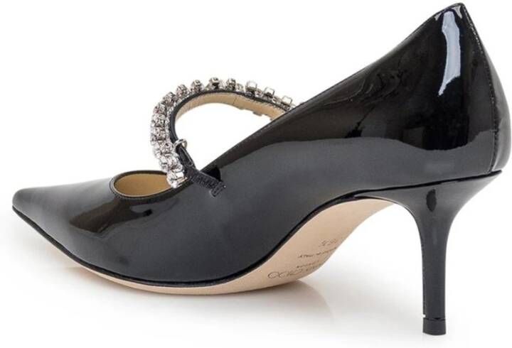 Jimmy Choo Zwarte leren pump met kristallen Black Dames