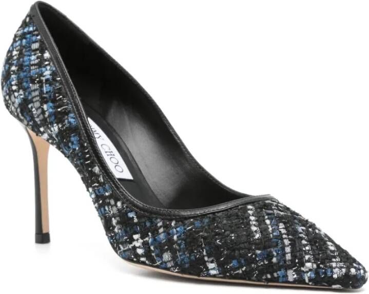 Jimmy Choo Zwarte leren puntige neus hakken Black Dames