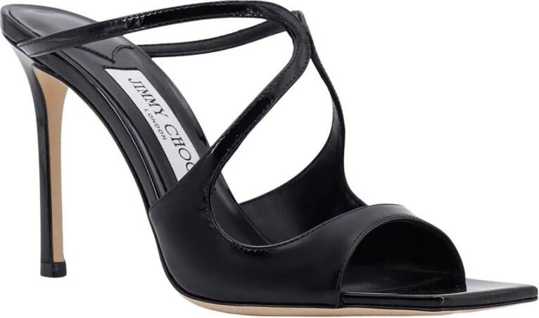 Jimmy Choo Zwarte Leren Stiletto Sandalen Black Dames