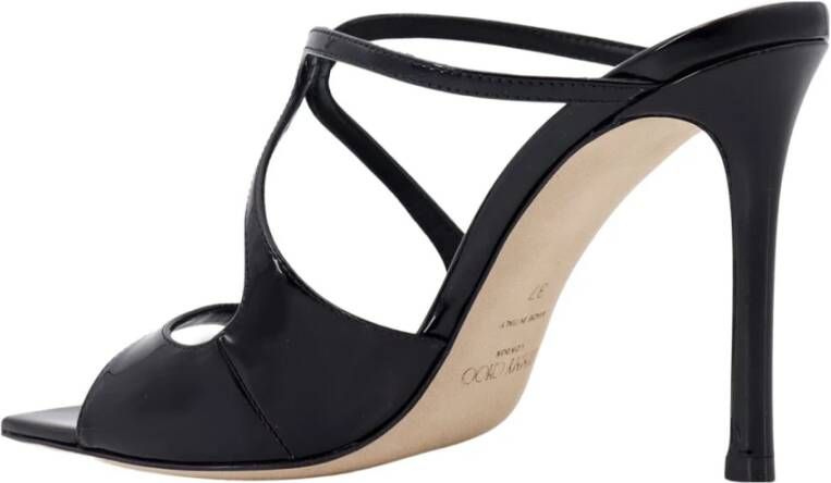 Jimmy Choo Zwarte Leren Stiletto Sandalen Black Dames