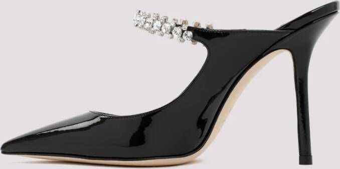 Jimmy Choo Zwarte Patentleren Sandalen Kristalversiering Black Dames