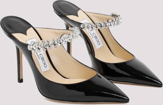 Jimmy Choo Zwarte Patentleren Sandalen Kristalversiering Black Dames