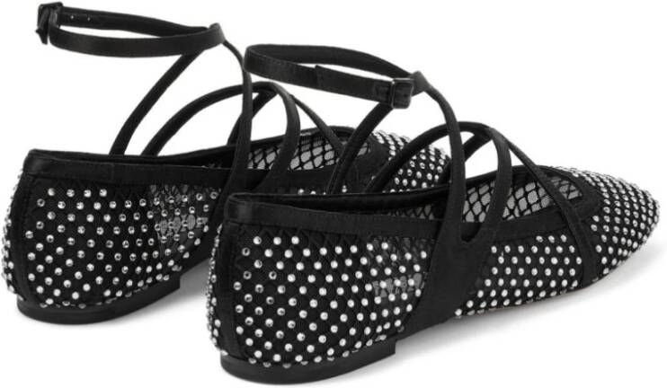 Jimmy Choo Zwarte platte schoenen met kristalmesh Black Dames