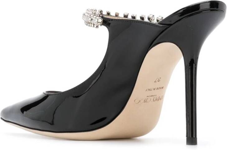 Jimmy Choo Zwarte platte schoenen met kristalversieringen Black Dames