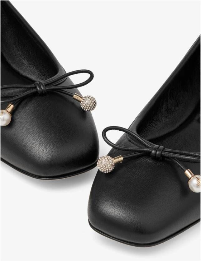 Jimmy Choo Zwarte platte schoenen met versierde strik Black Dames