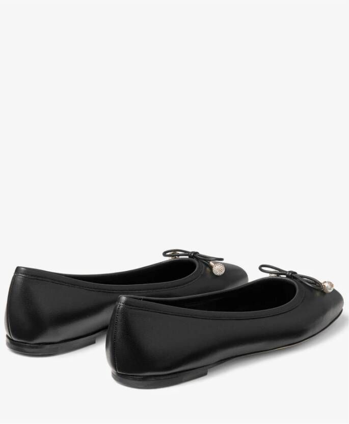 Jimmy Choo Zwarte platte schoenen met versierde strik Black Dames