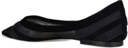 Jimmy Choo Zwarte Velvet Platte Ballerinas Black Dames