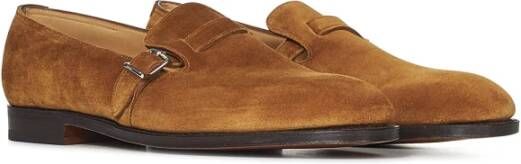 John Lobb Bruine platte schoenen met vierkante gesp Brown Heren