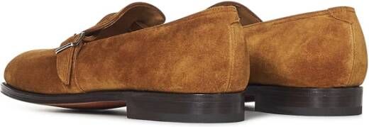 John Lobb Bruine platte schoenen met vierkante gesp Brown Heren