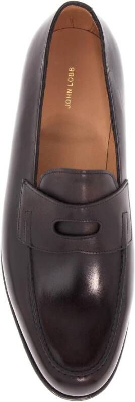 John Lobb Donker Leren Oxford Schoenen Taps Design Brown Heren