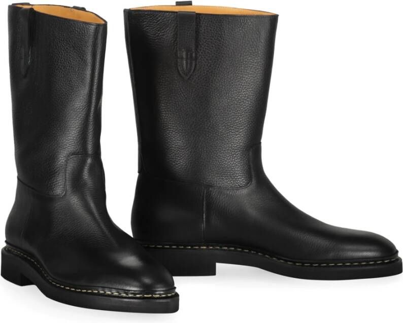 John Lobb Leren laarzen met ronde neus Black Heren