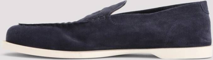 John Lobb Marineblauwe Suède Ovale Flexi Schoen Blue Heren