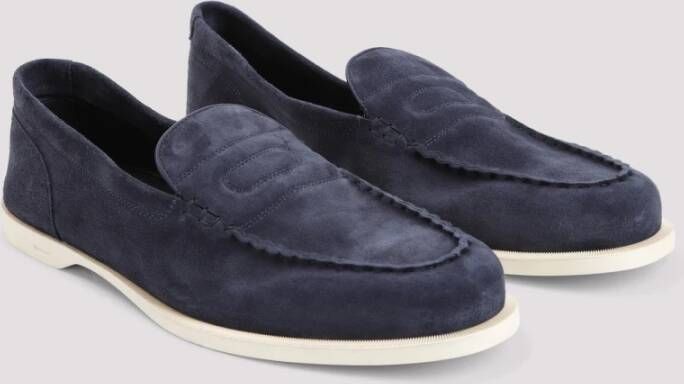 John Lobb Marineblauwe Suède Ovale Flexi Schoen Blue Heren