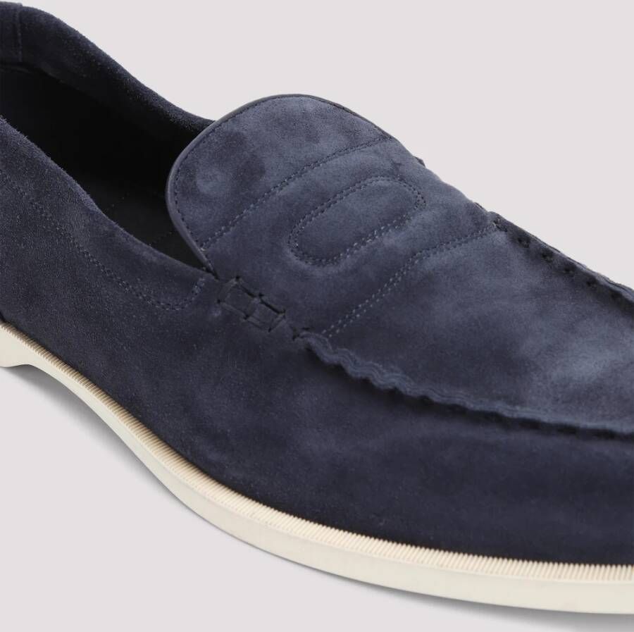 John Lobb Marineblauwe Suède Ovale Flexi Schoen Blue Heren