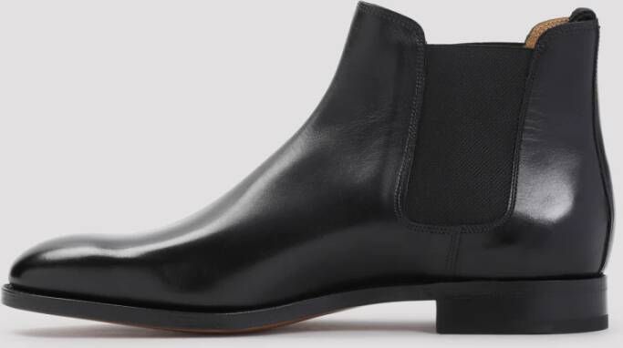 John Lobb Zwarte Enkellaarzen met Textuurdetails Black Heren