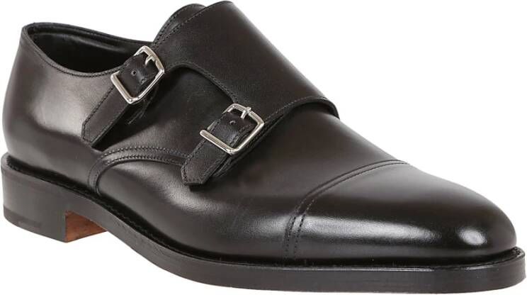 John Lobb Zwarte Leren Dubbele Gesp Loafers Black Heren