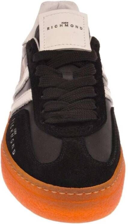 John Richmond Leren sneakers met logo en zijbanden Black Dames