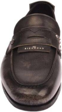 John Richmond Metalen Logo Mocassin Lage Hak Brede Band Black Heren