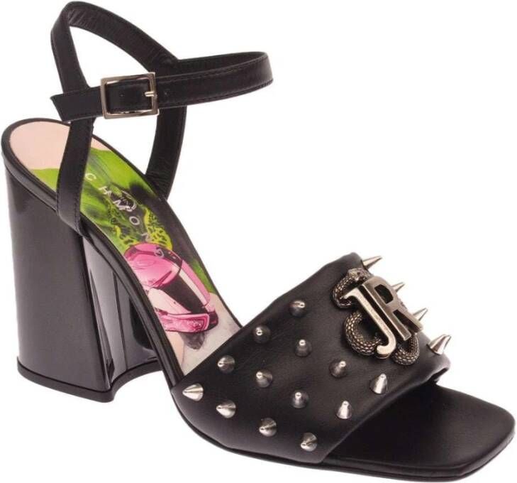 John Richmond Studded Logo High Heel Sandal Black Dames