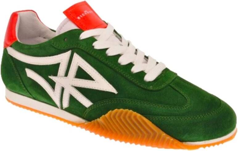 John Richmond Tricolor Logo Sneakers Ronde Neus Rubberen Zool Green Heren