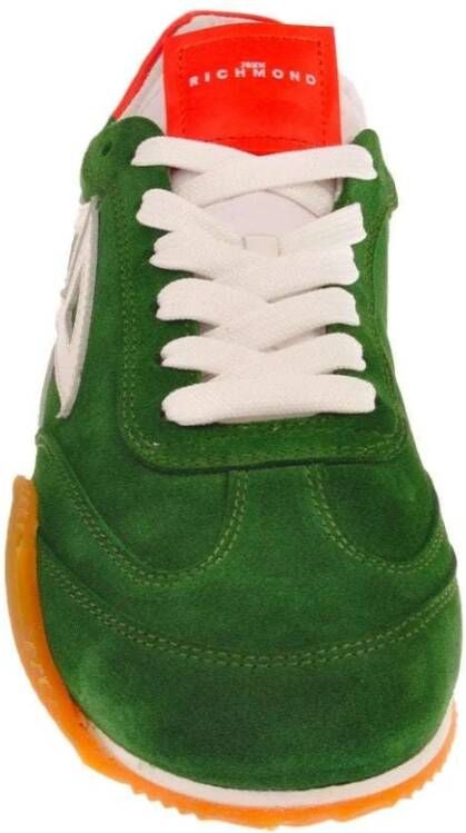 John Richmond Tricolor Logo Sneakers Ronde Neus Rubberen Zool Green Heren