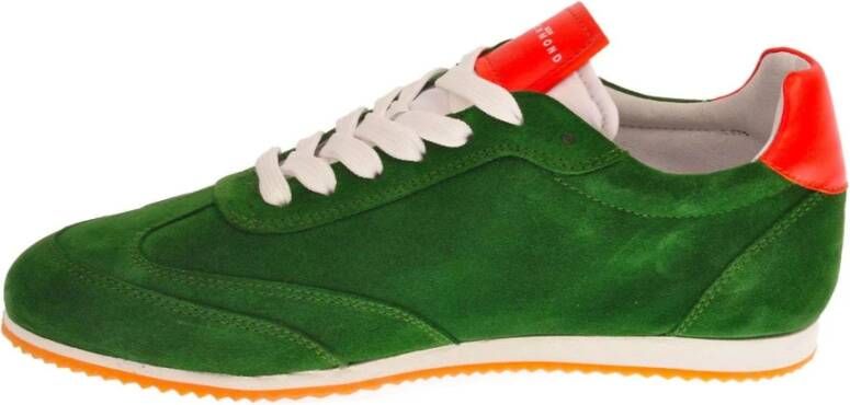 John Richmond Tricolor Logo Sneakers Ronde Neus Rubberen Zool Green Heren