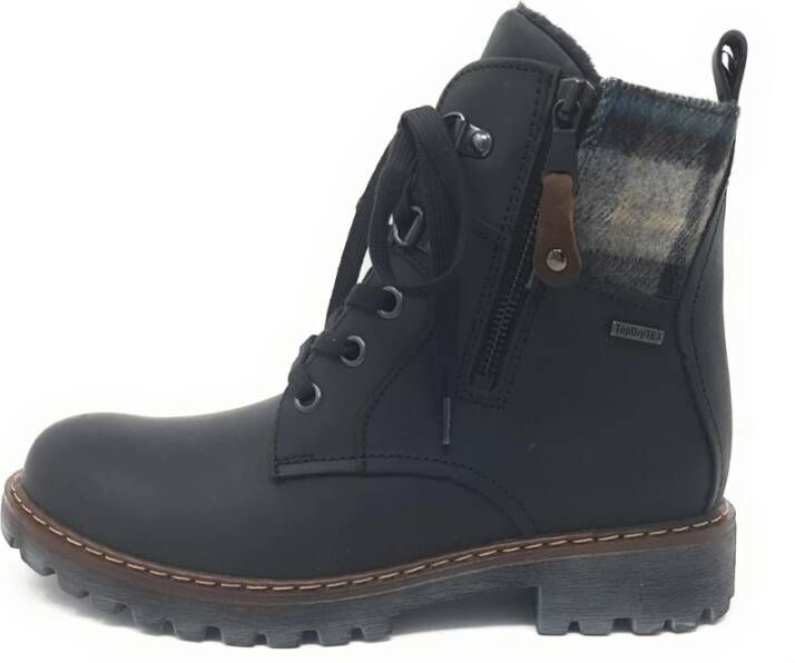 Josef Seibel Marta 52 Zwart Geruite Enkellaarsjes Black Dames