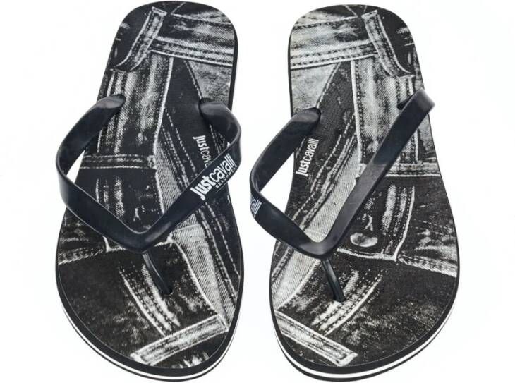 Just Cavalli Logo Heren Flip-Flops Beachwear Schoenen Black Heren