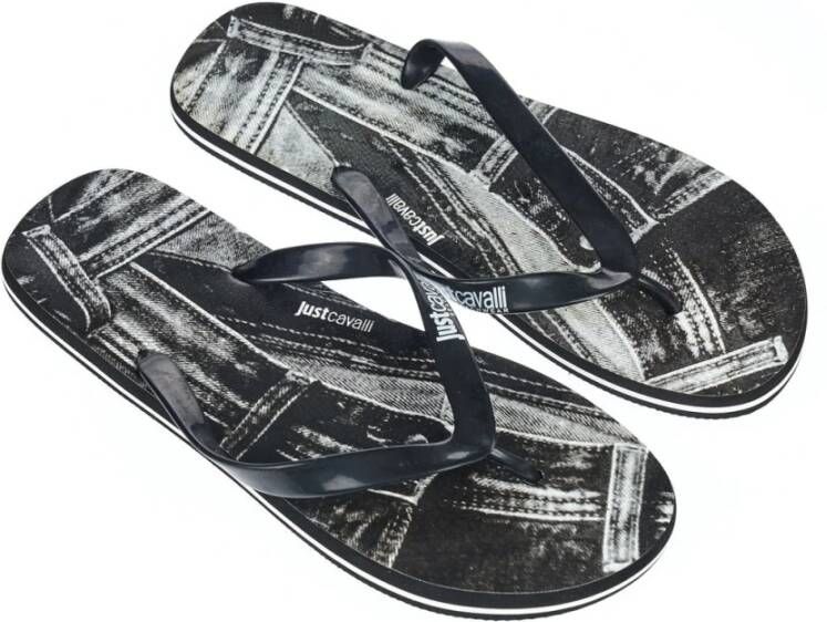 Just Cavalli Logo Heren Flip-Flops Beachwear Schoenen Black Heren