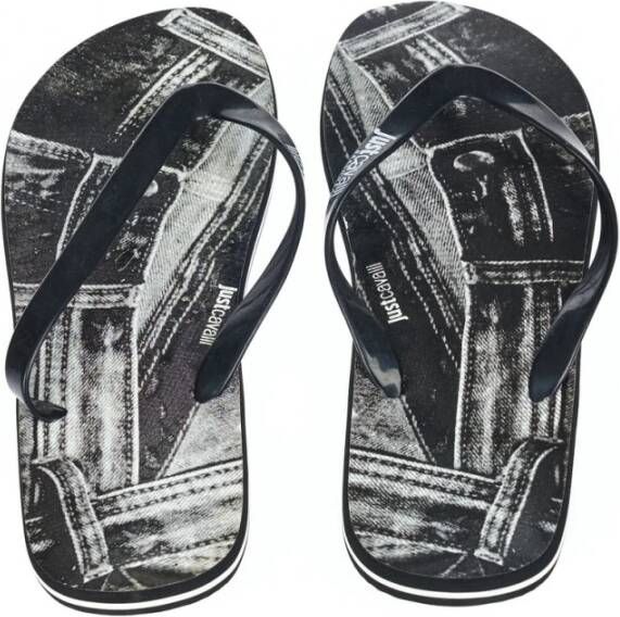 Just Cavalli Logo Heren Flip-Flops Beachwear Schoenen Black Heren