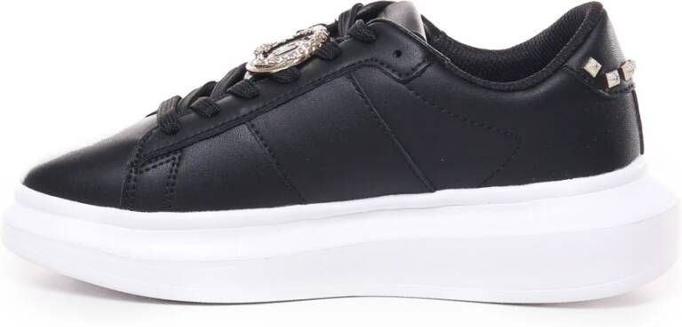 Just Cavalli Zwarte Leren Sneakers met Zijtassen Black Dames