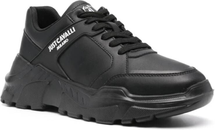 Just Cavalli Zwarte Sneakers voor Mannen Aw24 Black Heren