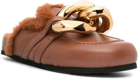 JW Anderson Bruine Casual Loafers met synthetische bont Brown Dames