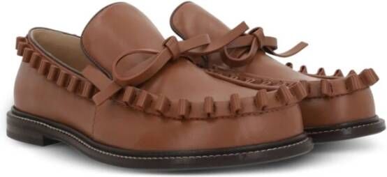 JW Anderson Bruine Leren Platte Schoenen met Strik Brown Heren