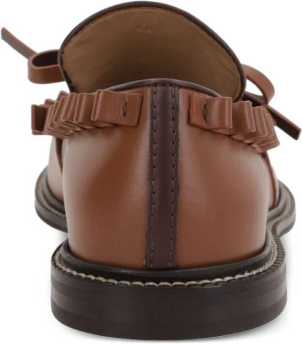 JW Anderson Bruine Leren Platte Schoenen met Strik Brown Heren