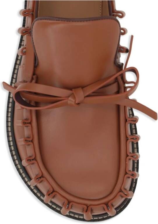 JW Anderson Bruine Leren Platte Schoenen met Strik Brown Heren