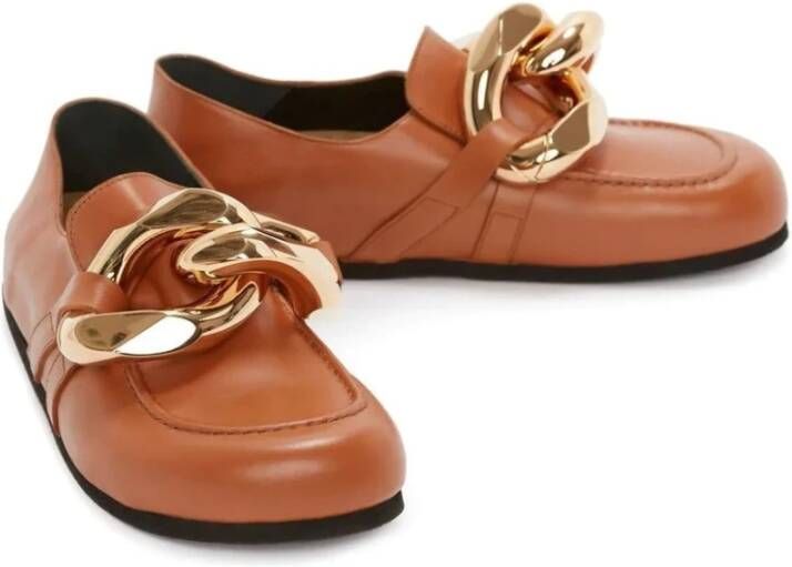 JW Anderson Casual Oranje Leren Loafers Orange Dames