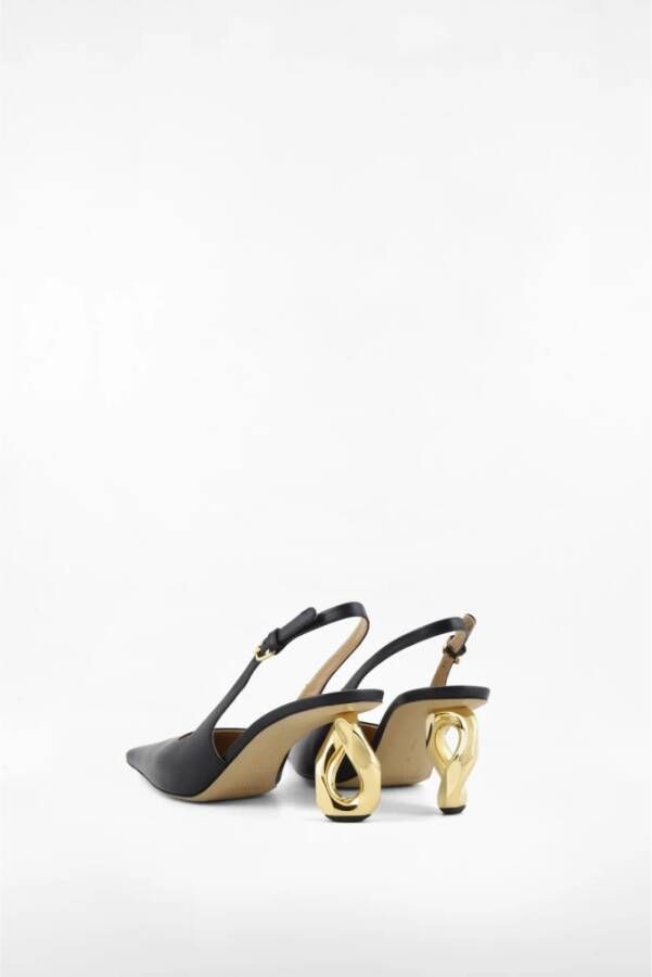 JW Anderson Goudkleurige Kettinghak Leren Sandalen Black Dames