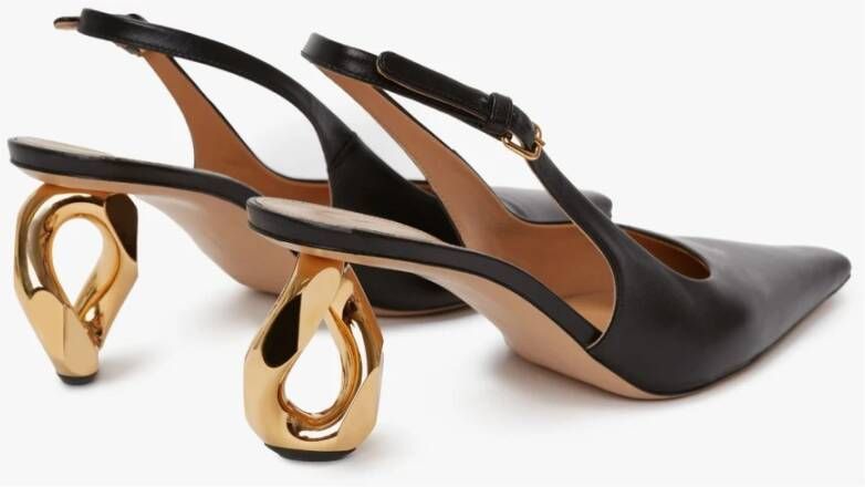 JW Anderson Ketting Hak Leren Slingback Sandalen Black Dames