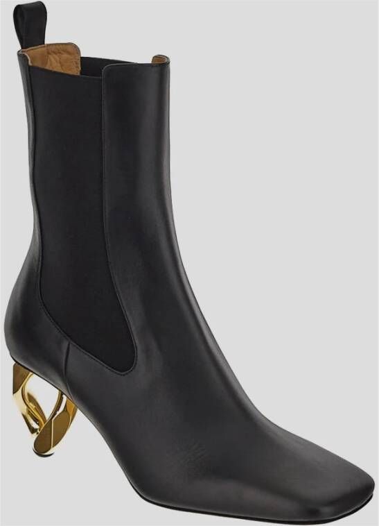 JW Anderson Leren Chain Heel Boot Black Dames