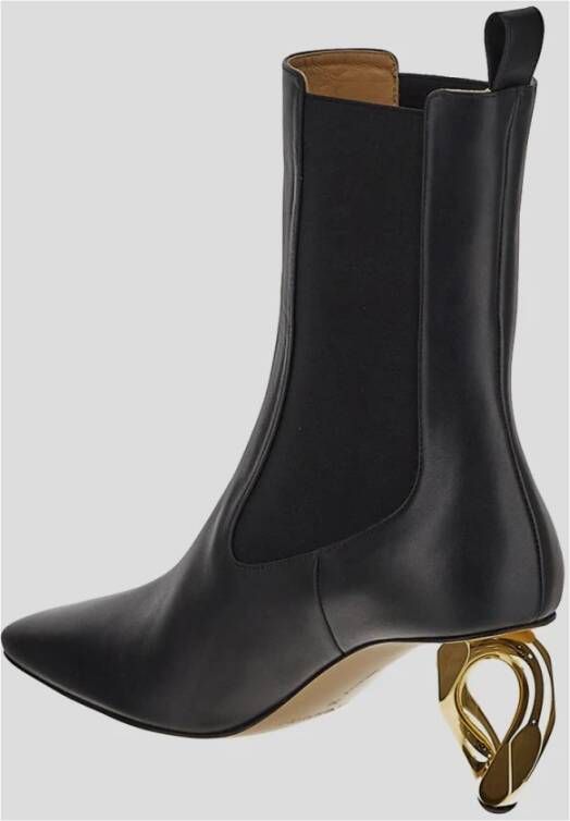 JW Anderson Leren Chain Heel Boot Black Dames