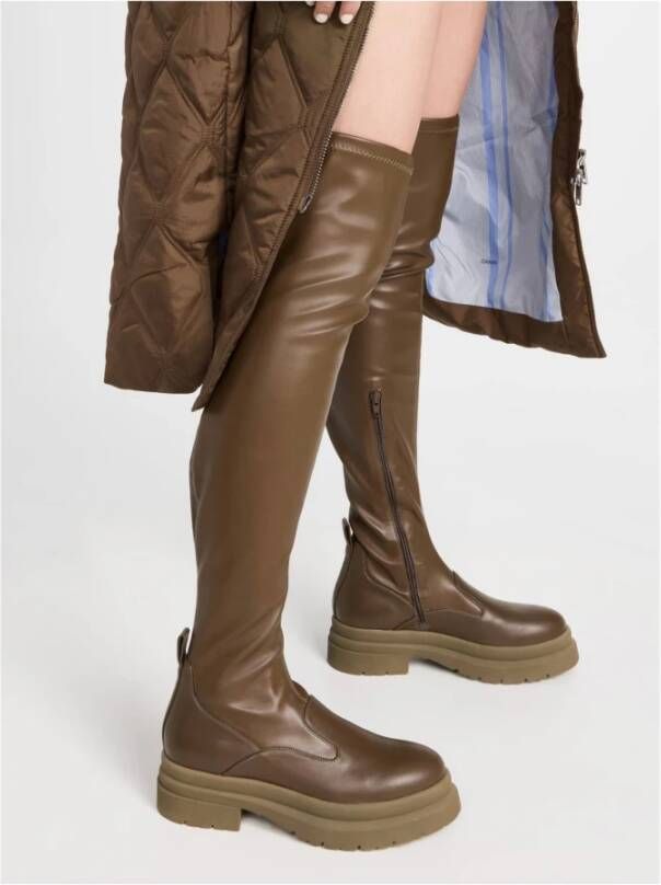 JW Anderson Militair Groene Kniehoge Laarzen Brown Dames