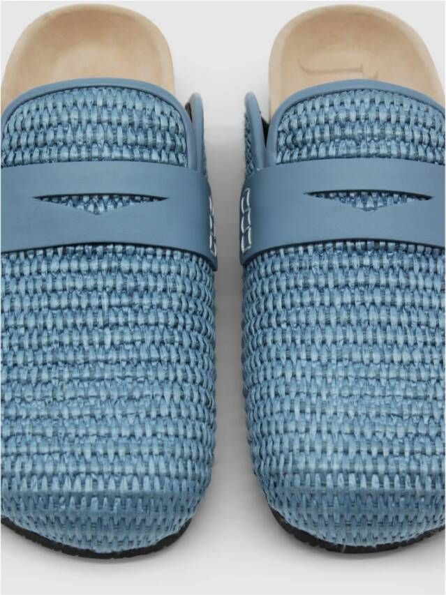 JW Anderson Raffia Muiltjes met Lederen Details Blue Dames