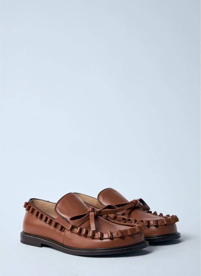 JW Anderson Ruffle Leren Loafers Brown Dames