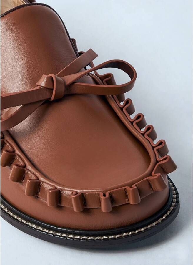 JW Anderson Ruffle Leren Loafers Brown Dames